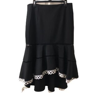 Vintage Boston Proper Women's Black High Low Skirt With Lace Hem Size Medium